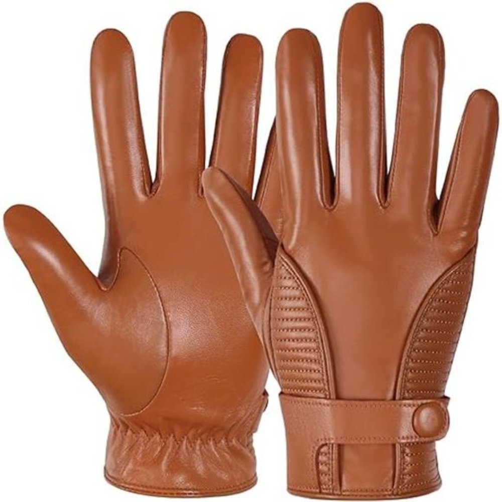 Men's Genuine Leather Gloves with Cashmere Touchscreen Sheepskin Winter Gloves